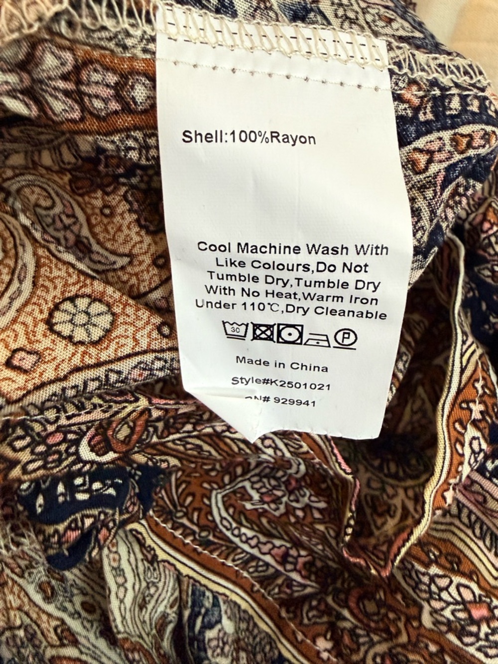Luukse Cream Paisley Ruffled Peplum Tank, New NWT, size L - Picture 5 of 6